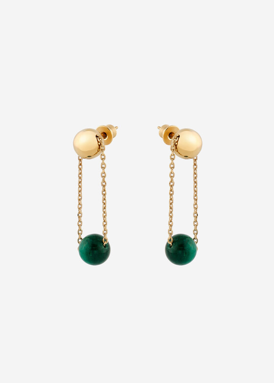 Серьги средней длины LUTA Jewelry Позолоченные серьги из серебра с подвесками из малахита