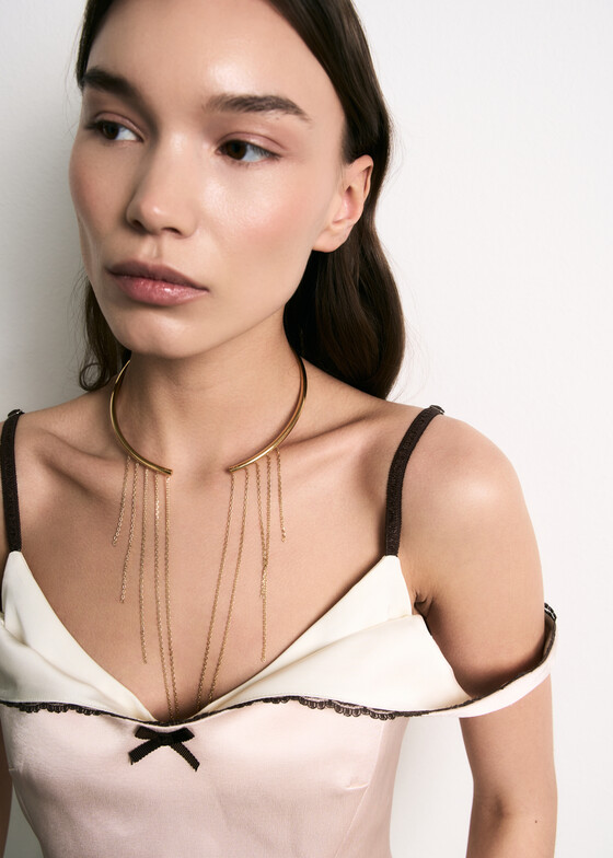 Чокеры LUTA Jewelry Позолоченный чокер из серебра с цепями Art Deco