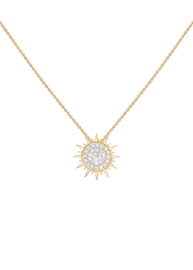 gold diamond sun pendant necklace