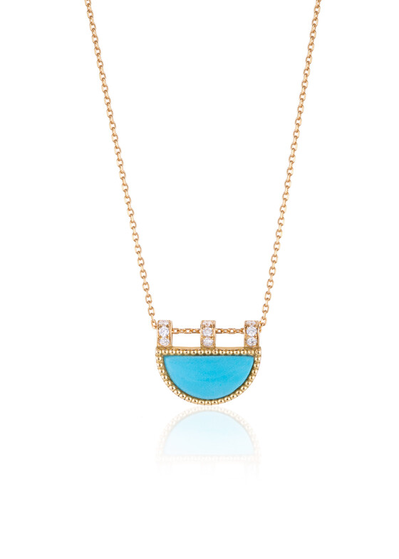 gold turquoise and diamond pendant necklace