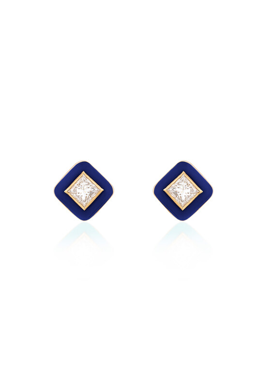 gold blue diamond studs