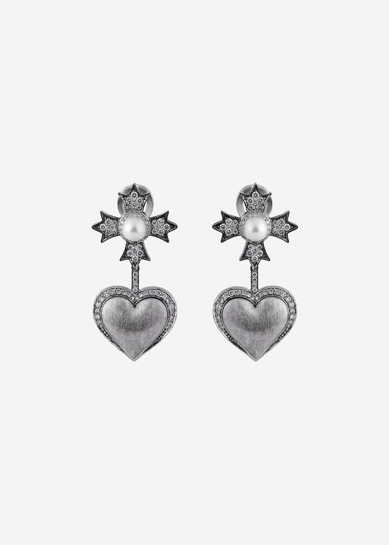 Серьги средней длины COBRA JEWELRY Серьги из золота с бриллиантами и культивированным жемчугом