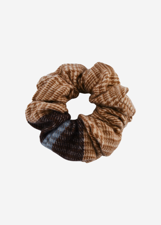 Аксессуары для волос KNOT BAD Коричнево-бежево-голубая твидовая резинка для волос