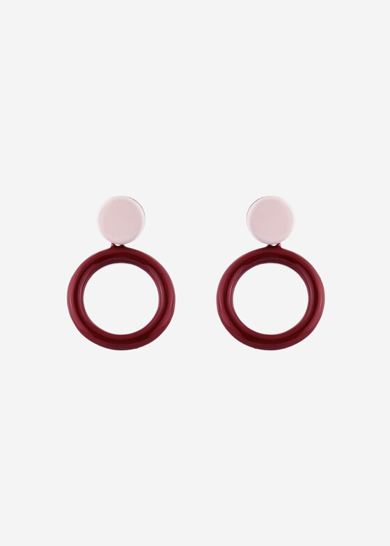 Серьги средней длины R!VER Серьги из серебра с бордовой и розовой эмалью