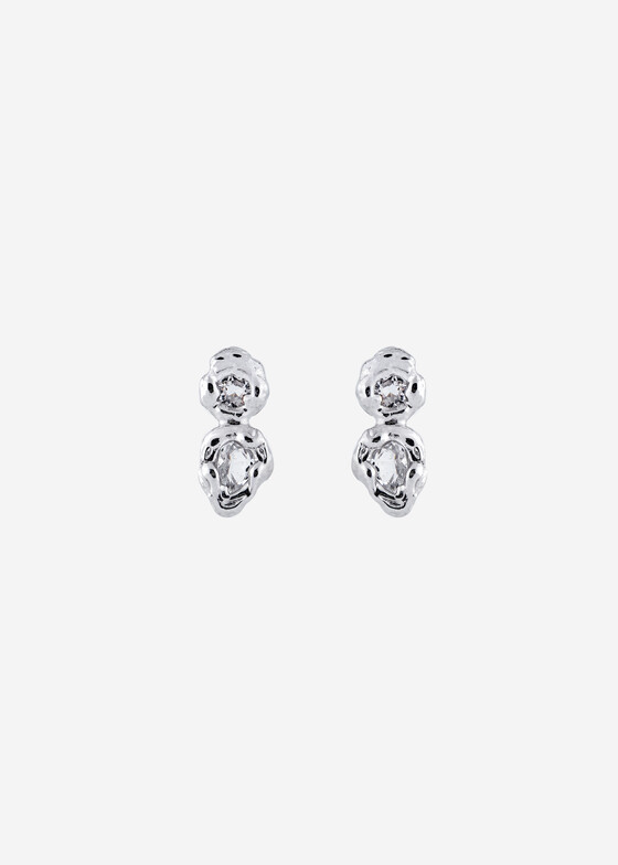 Акцентные серьги Ringstone Серебристые двойные серьги с горным хрусталем «Селена»