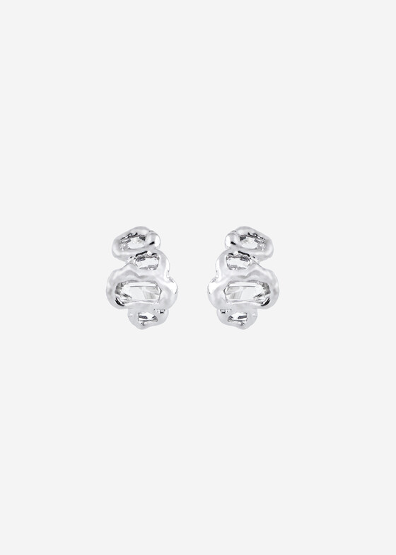 Акцентные серьги Ringstone Серебристые серьги багет с горным хрусталем Селена