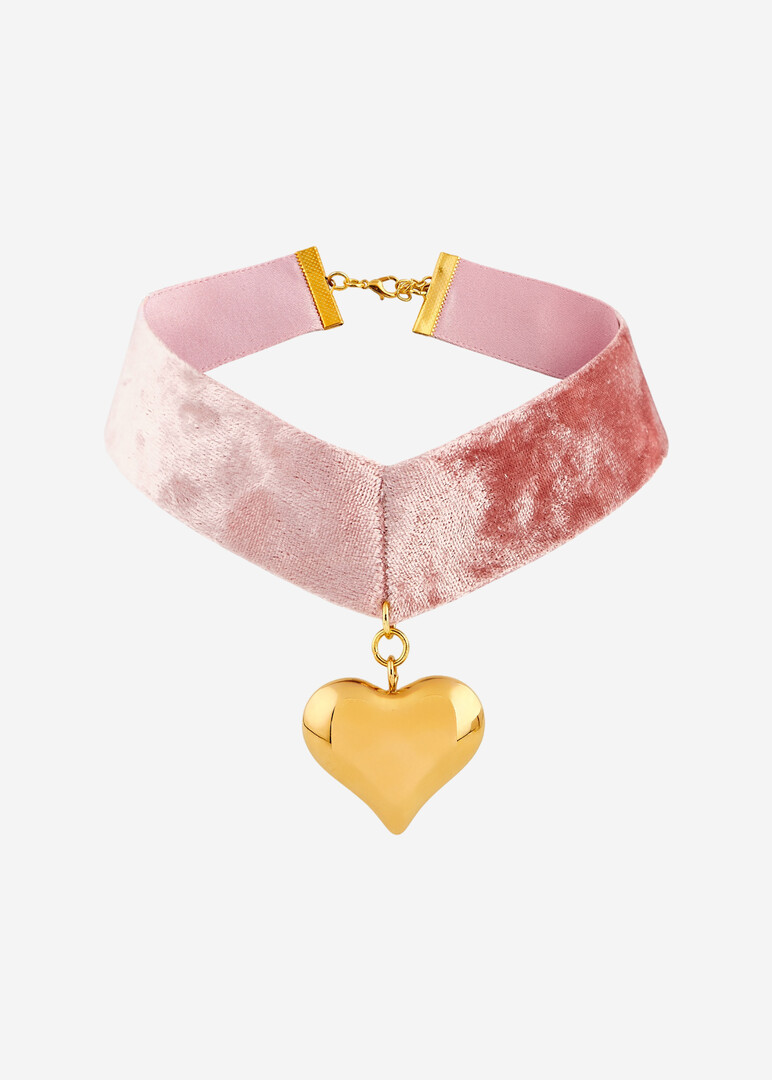 розовый чокер Golden Blush с сердцем