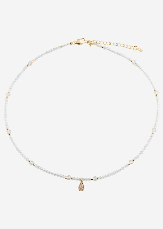 Колье из бусин Wisteria Gems Чокер из горного хрусталя с золотистой подвеской-каплей
