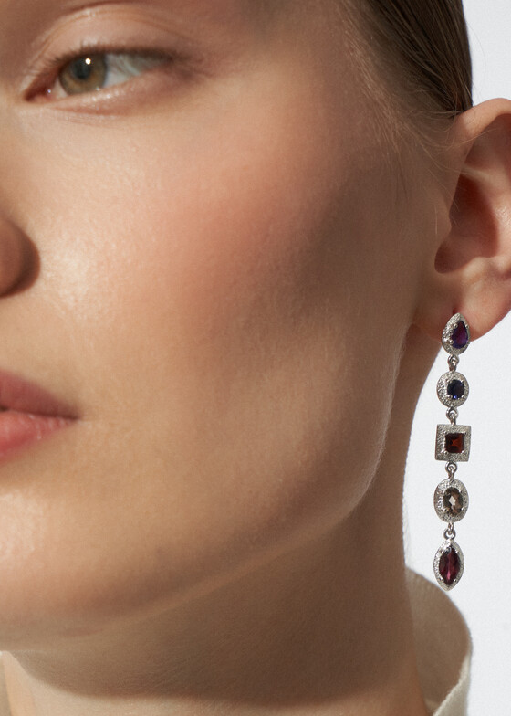 Длинные серьги Wisteria Gems Длинные серьги из серебра с натуральными камнями