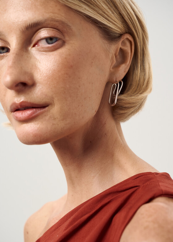 Серьги средней длины Aloud Вытянутые серьги из серебра Silver Collection