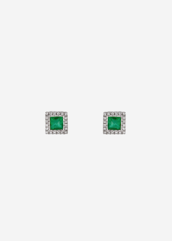 Пусеты Herald Percy Diamonds Пусеты из белого золота с бриллиантами и изумрудами