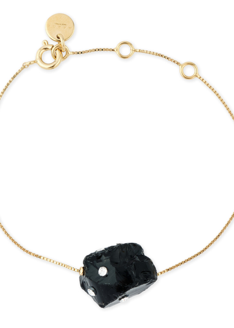 Gold bracelet with black obsidian