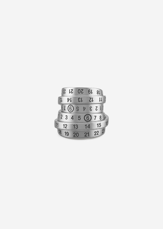 Широкие кольца MM6 Maison Margiela Серебристое многослойное кольцо