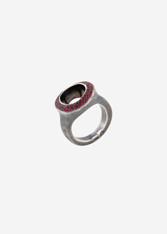 Кольца с крупной центральной вставкой Mintaka Jewellery Кольцо из серебра с гранатом
