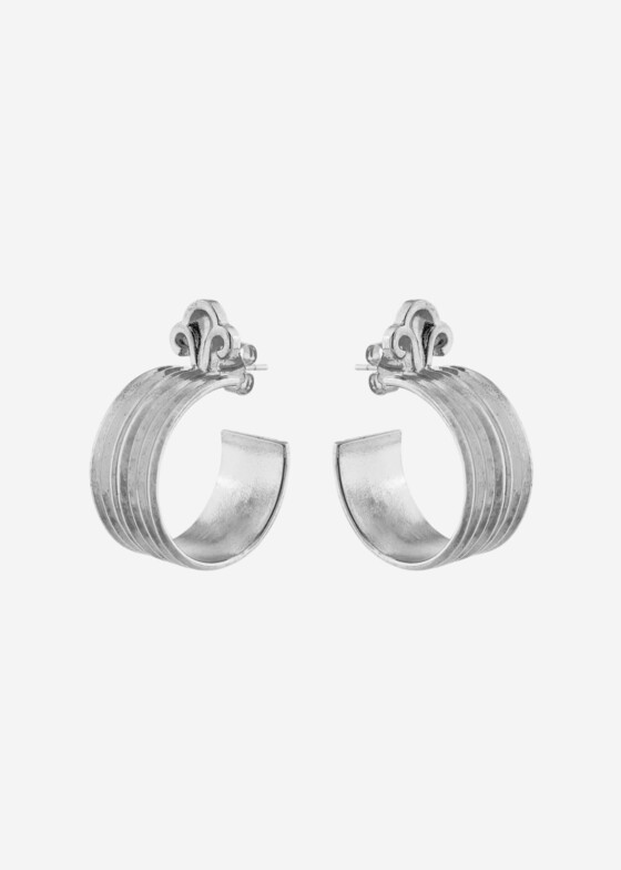 Серьги-кольца Sevenworlds Серебристые серьги-кольца Fleur-de-Lis