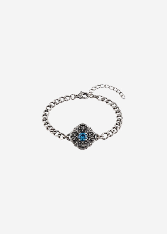 Браслеты-цепи NoBrandName Браслет из серебра с лондон топазом Turquoise Water Lily Light