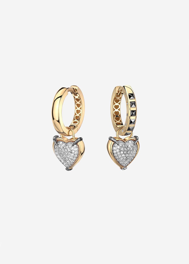 gold ring earrings with pendants and diamonds
