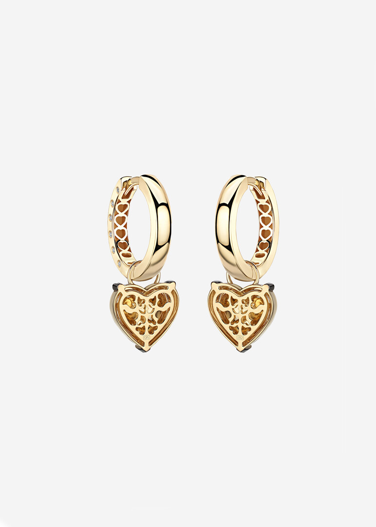 gold ring earrings with pendants and diamonds