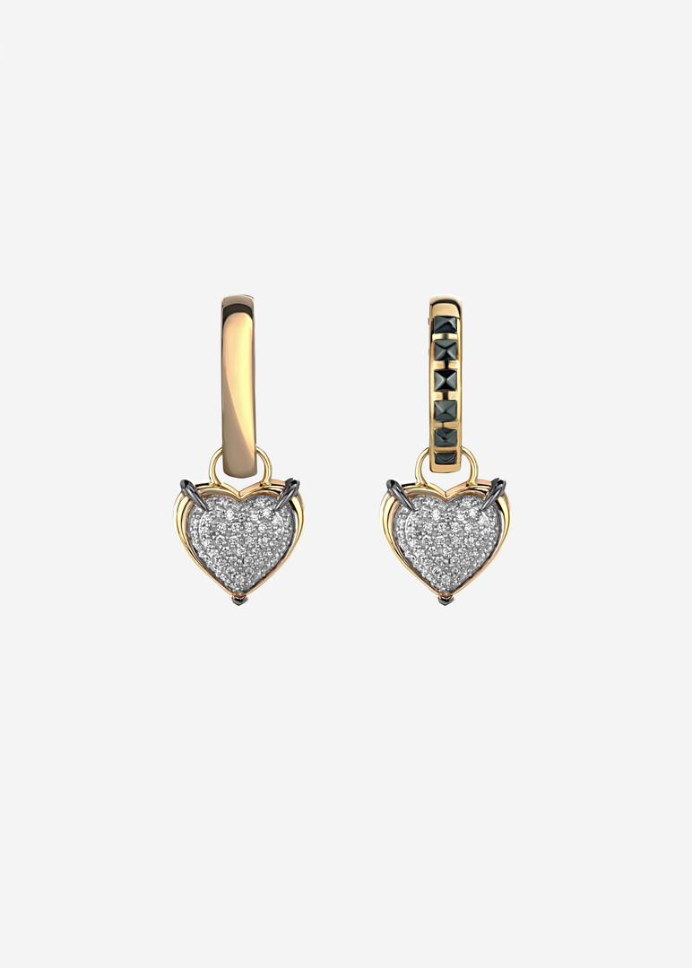 gold ring earrings with pendants and diamonds