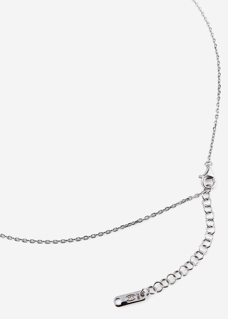 silver necklace with a drop-shaped pendant with cubic zirconia LIFE GREEN