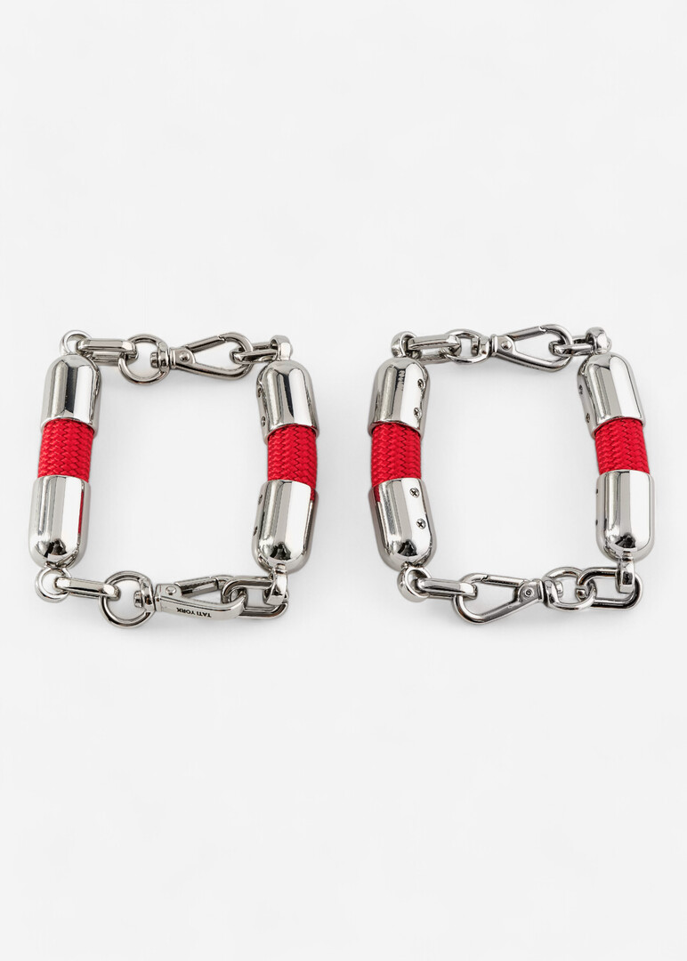 Silver Man Band Red Bracelet
