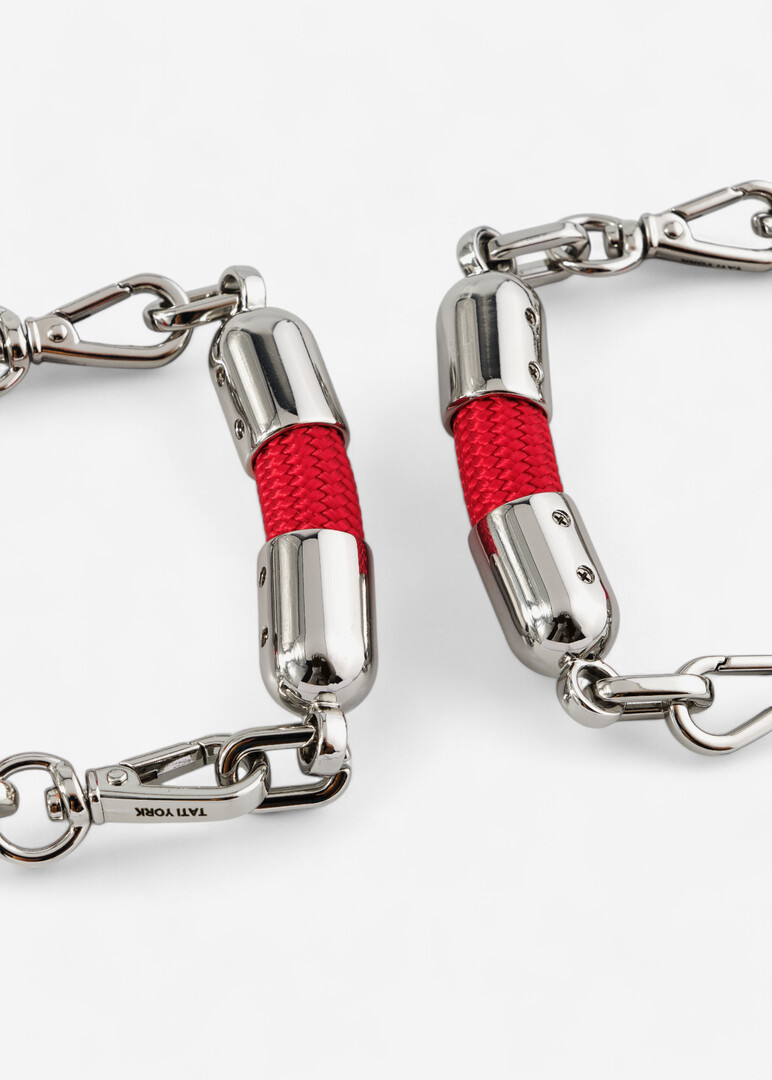 Silver Man Band Red Bracelet