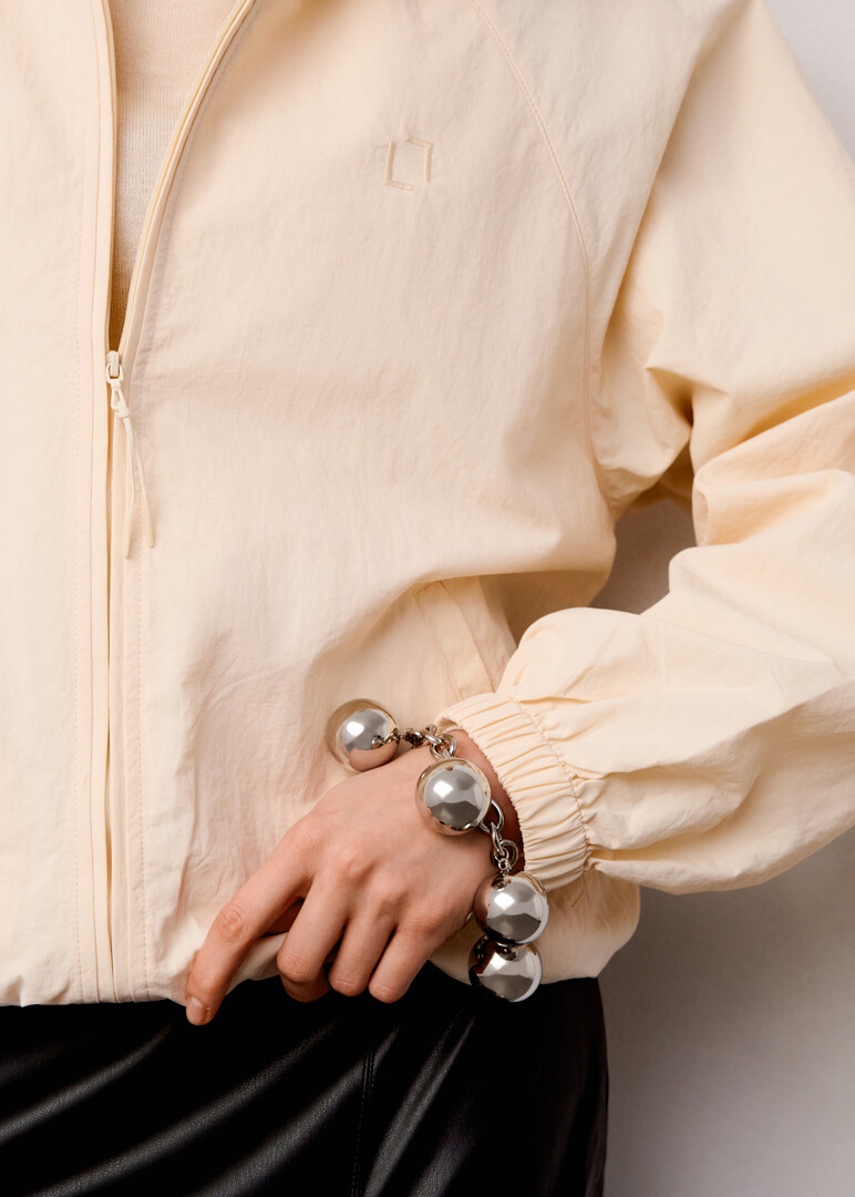 silver-tone chain bracelet with large Big Nuts pendants