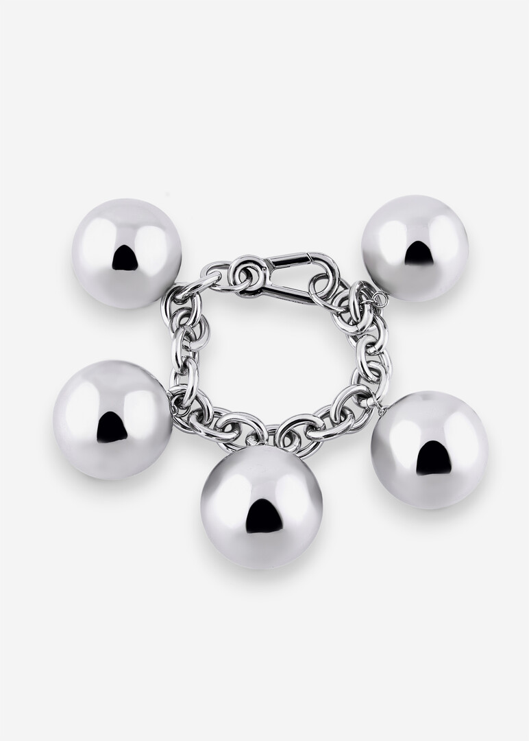 silver-tone chain bracelet with large Big Nuts pendants