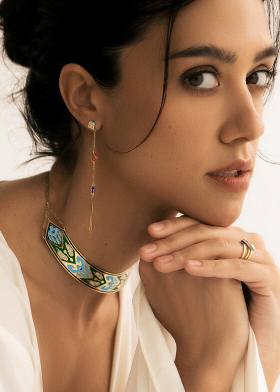 Серьги LUTA Jewelry Серебряные позолоченные длинные серьги Марокко