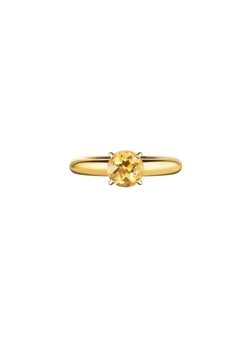 gold-plated silver cartoon baby ring with citrine