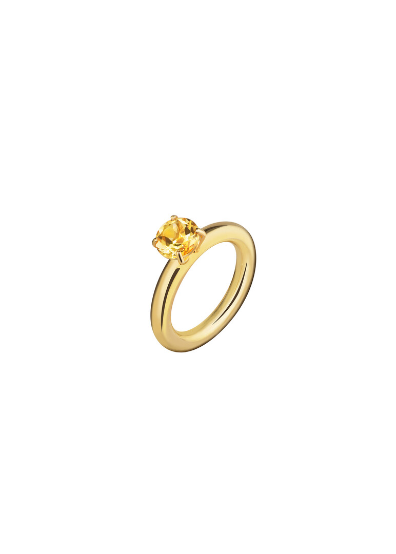 gold-plated silver cartoon baby ring with citrine