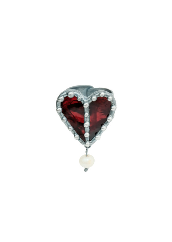 Акцентные кольца POISONED HEARTS Кольцо красное сердце