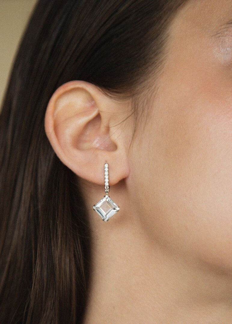 silver serene earrings with rock crystal and zirconia