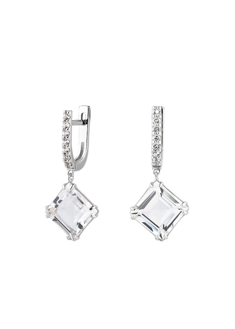silver serene earrings with rock crystal and zirconia
