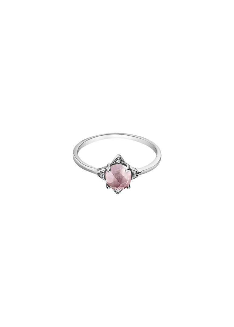 Серебряное кольцо The Rose с розовым кварцем