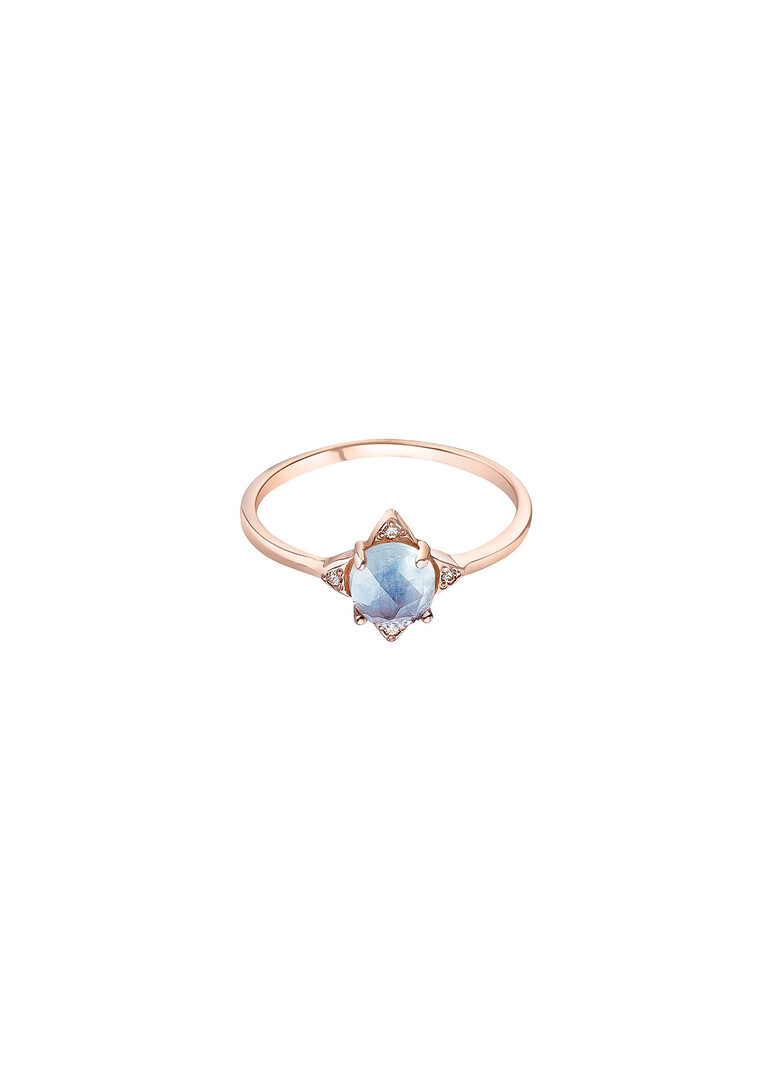 gold-plated rose ring with aquamarine