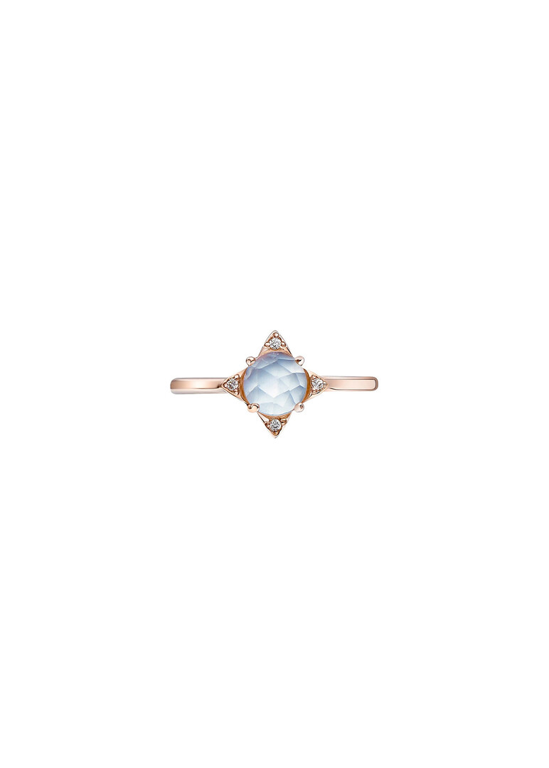 gold-plated rose ring with aquamarine
