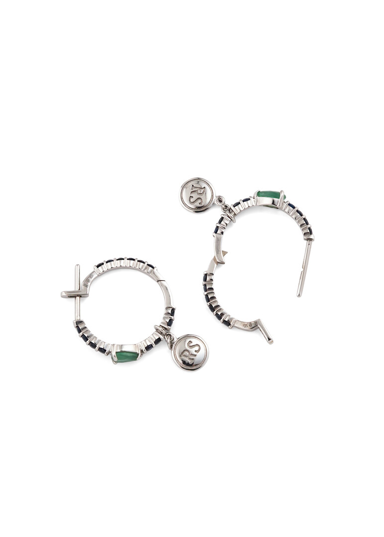 Earrings in white gold with sapphires and emeralds NIGHTSHADE