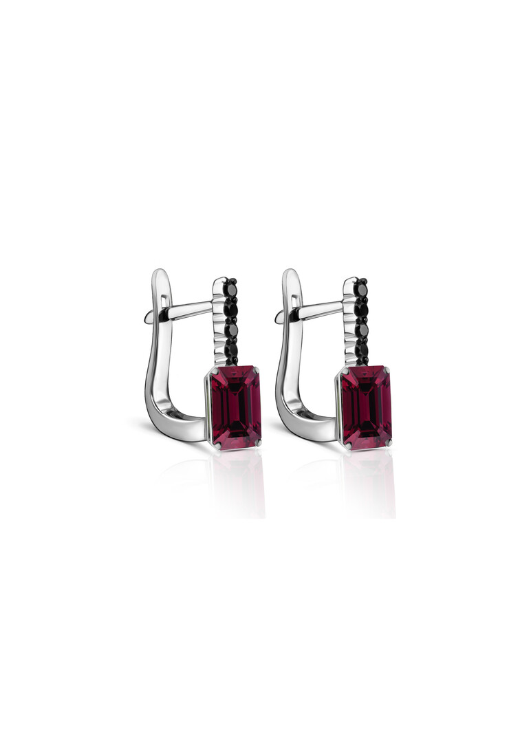 Earrings in white gold with garnets and diamonds NIGHTSHADE