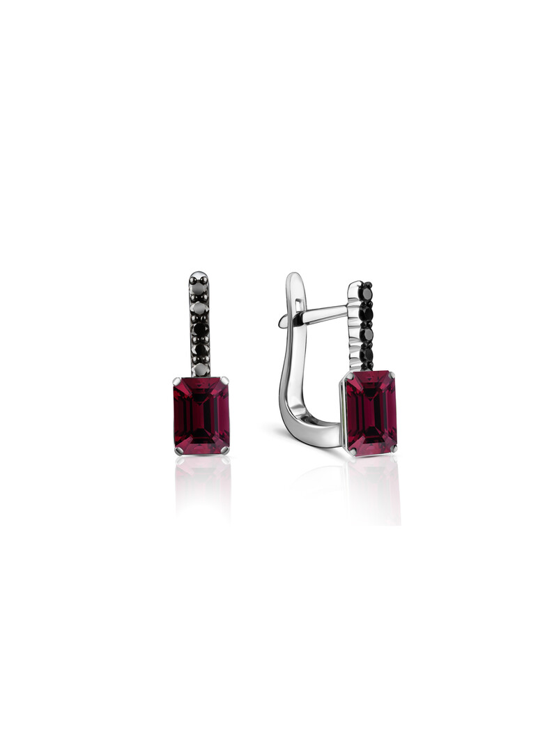 Earrings in white gold with garnets and diamonds NIGHTSHADE