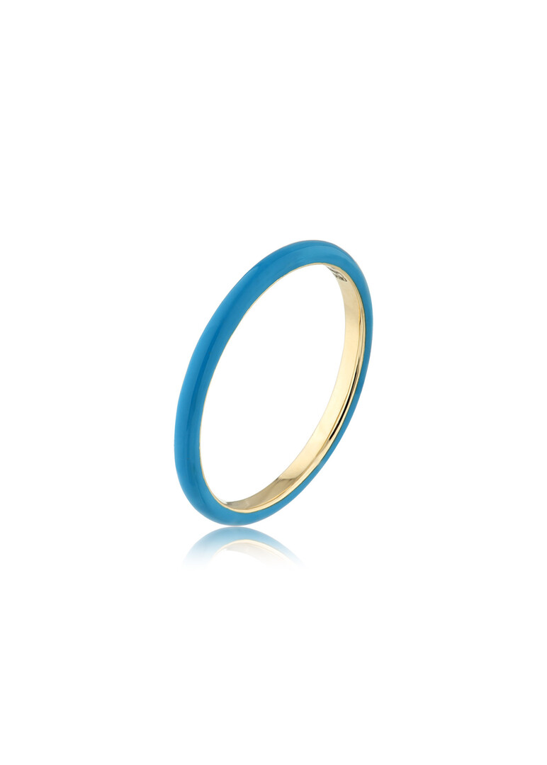 Yellow gold ring with blue enamel CANDY