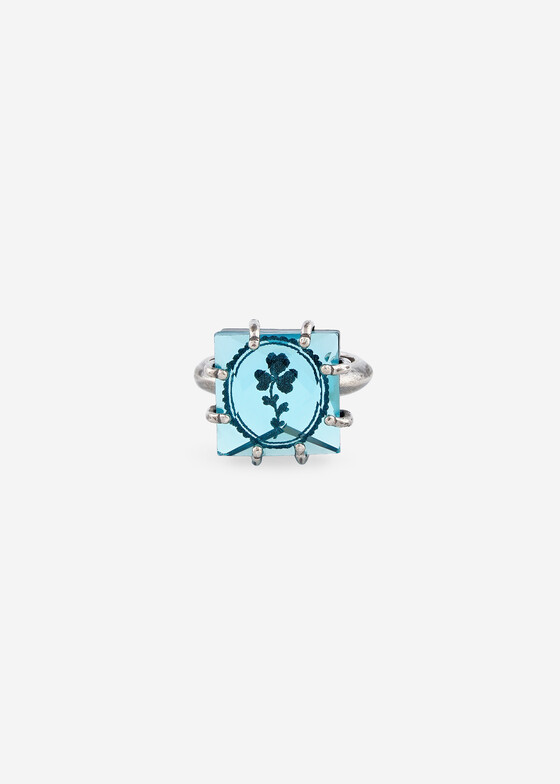 Кольца с крупной вставкой Gem Kingdom Кольцо из серебра со стеклом