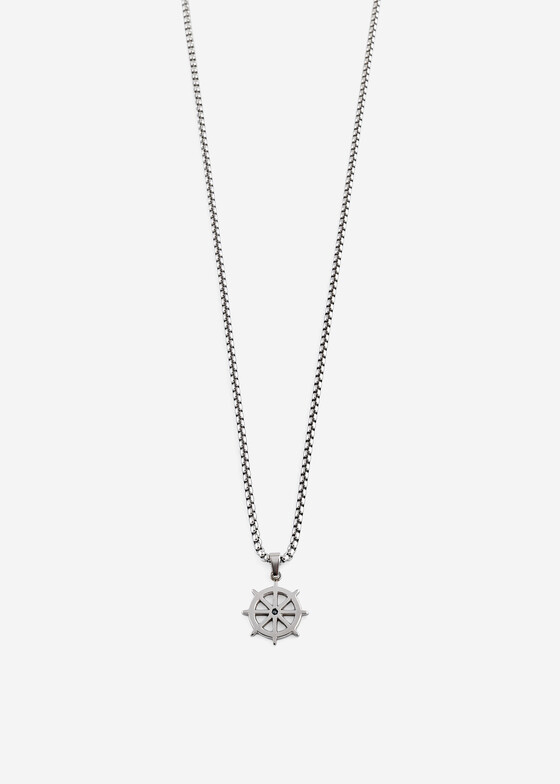 Кулоны и подвески BIKKEMBERGS JEWELLERY Серебристое колье с подвеской-штурвалом