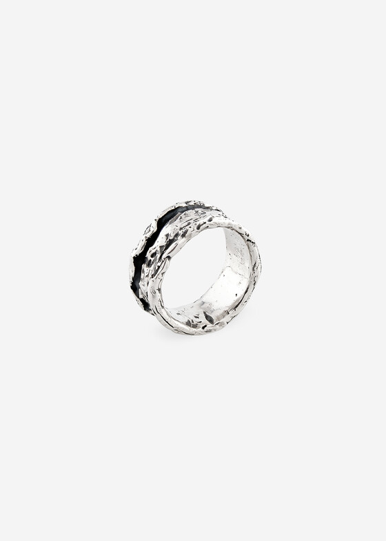 Широкие кольца rough Кольцо из черненого серебра Asteroid