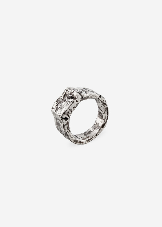 Печатки rough Печатка из черненого серебра Signet Ring