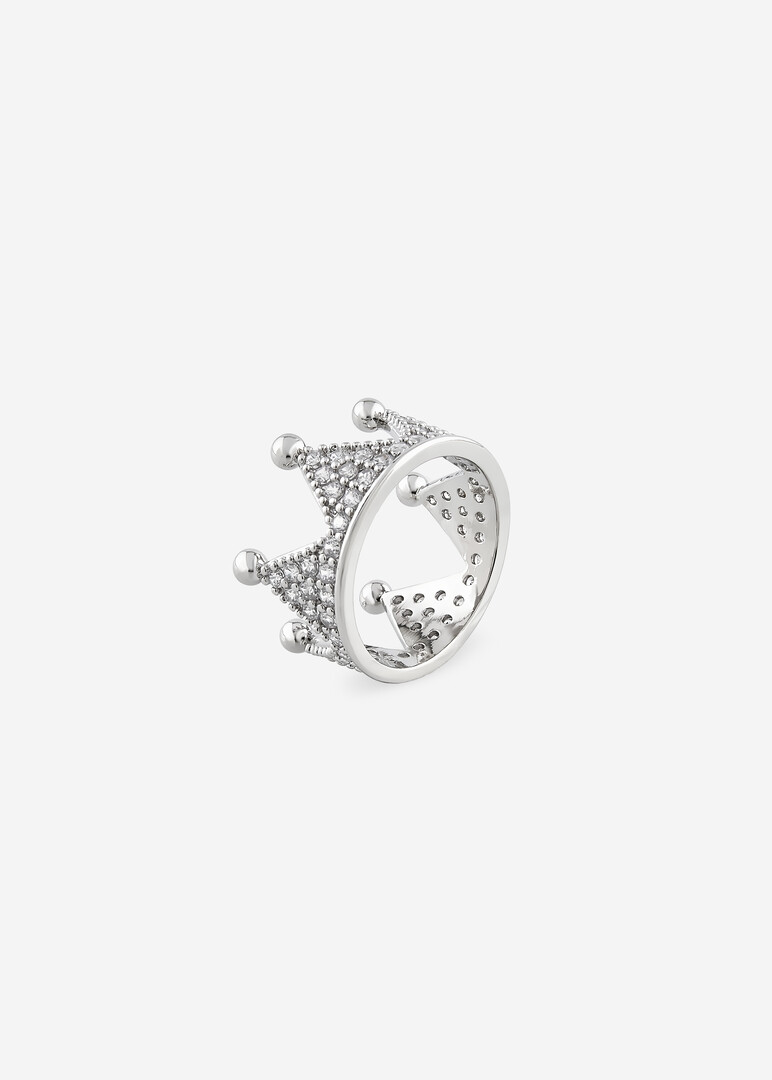 Серебристое кольцо-корона