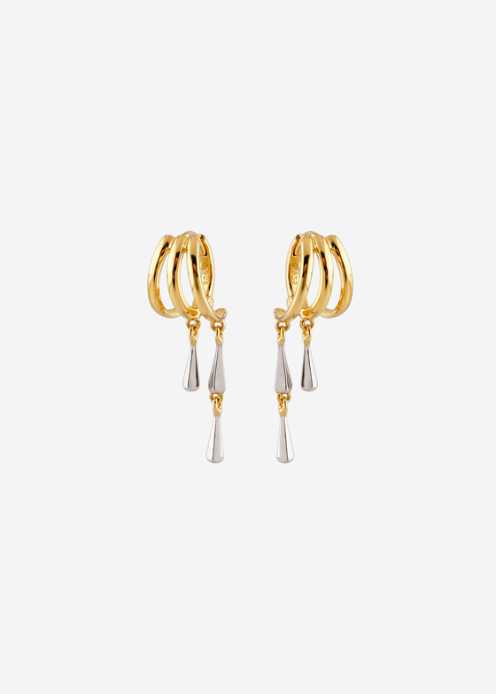 Серьги-кольца WANNA?BE! Биколорные серьги из серебра с каплями «Моревна»
