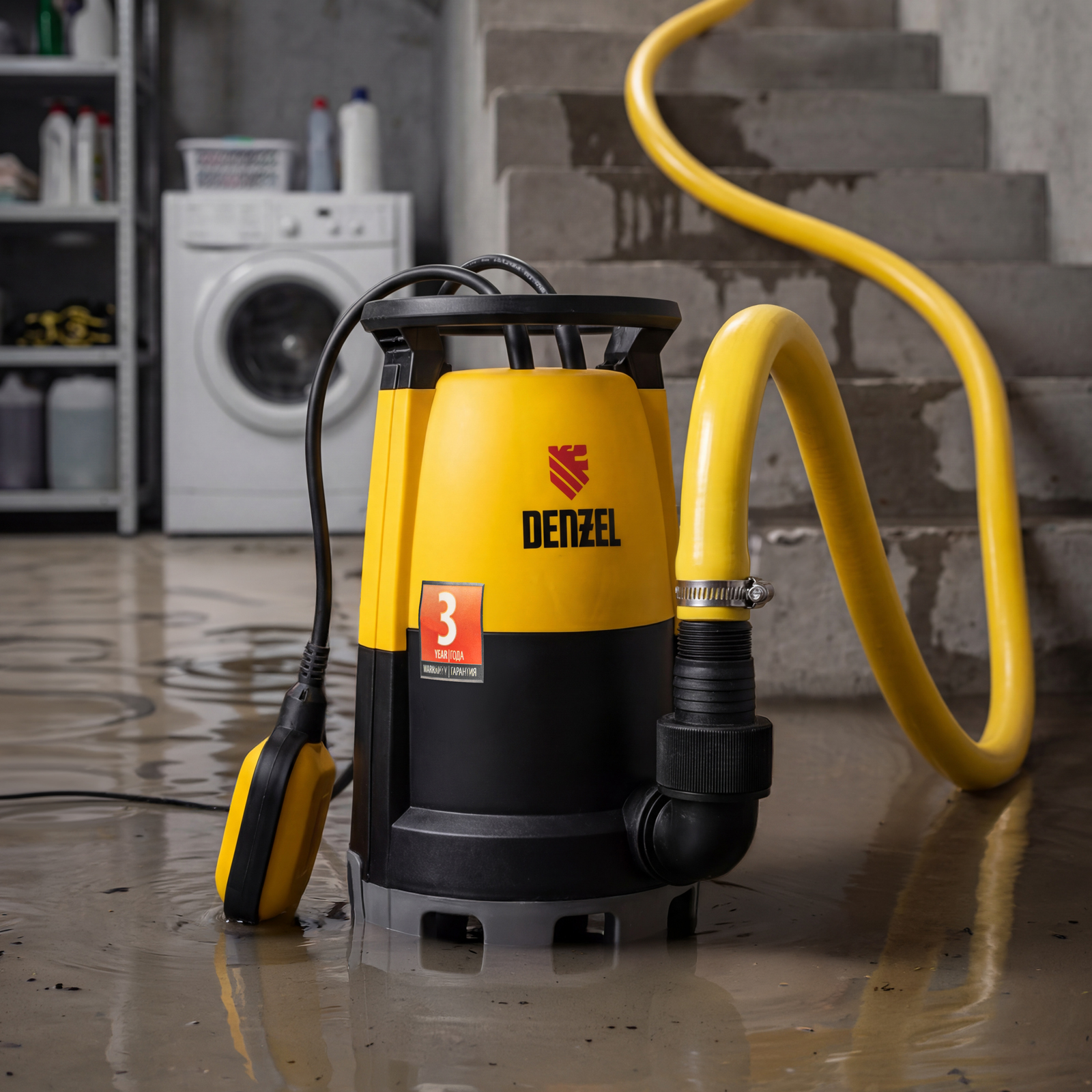 Дренажный насос для чистой и грязной воды DP450S, 450 Вт, напор 6 м, 12000 л/ч Denzel