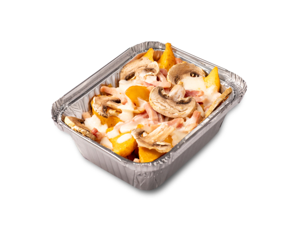 Картофель с ветчиной и грибами