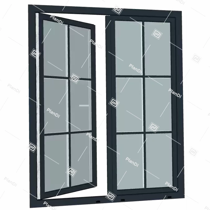 S9000 Double-vent window with Sash bars (variable number of Sash bars)